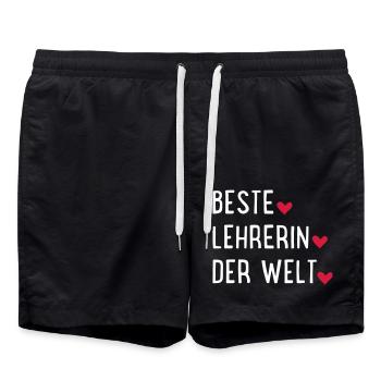 Lehrerin - Badeshorts - Schwarz - Vorne - AI Model Male 185 light (185cm)