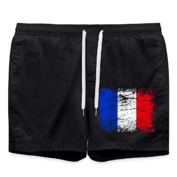 Drapeau français de style vintage - Short de bain - noir - Devant - AI Model Male 185 light (185cm)