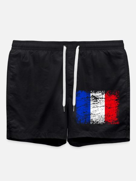 Drapeau français de style vintage - Short de bain - noir