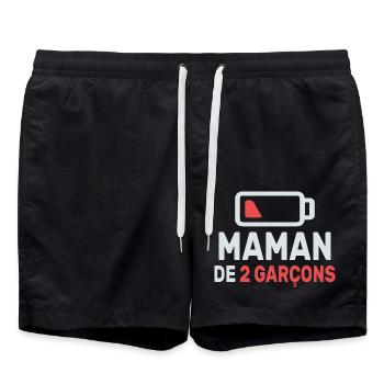 Maman de deux garçons - Short de bain - noir - Devant - AI Model Male 185 light (185cm)