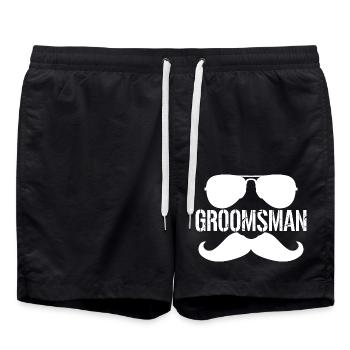 Groomsman - Moustache & Monocole Bachelor Party - Short de bain - noir - Devant - AI Model Male 185 light (185cm)