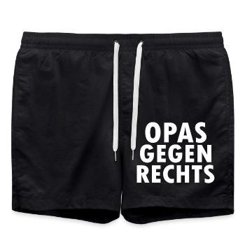 Opas gegen rechts - Badeshorts - Schwarz - Vorne - AI Model Male 185 light (185cm)