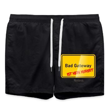 Admin lustiger Spruch Bad Gateway ist kein Kurort - Badeshorts - Schwarz - Vorne - AI Model Male 185 light (185cm)