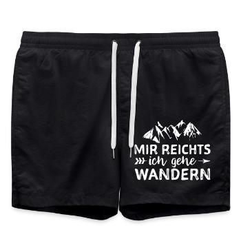 MIR REICHTS - Ich gehe WANDERN - Badeshorts - Schwarz - Vorne - AI Model Male 185 light (185cm)