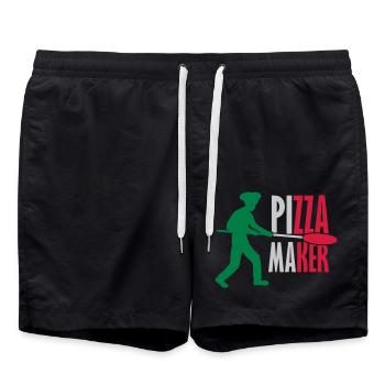 Pizza Maker Pizza Pusher - Swim Trunks - black - Front - AI Model Male 185 light (185cm)