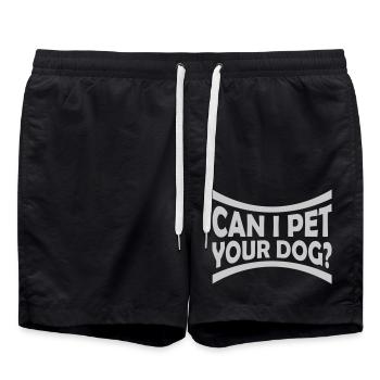 Pet your Dog Spruch - Badeshorts - Schwarz - Vorne - AI Model Male 185 light (185cm)