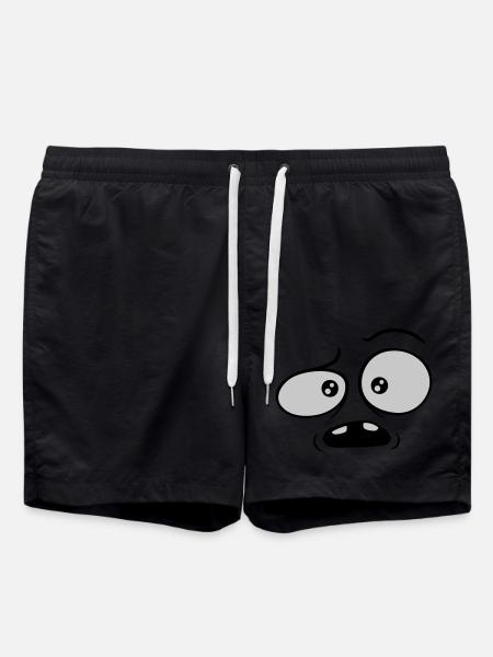 Skeptical confused comic face - Swim Trunks - black