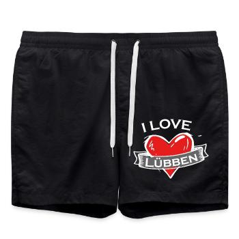 Lübben - Ich liebe Stadtnamen in Tattoo Stil - Badeshorts - Schwarz - Vorne - AI Model Male 185 light (185cm)