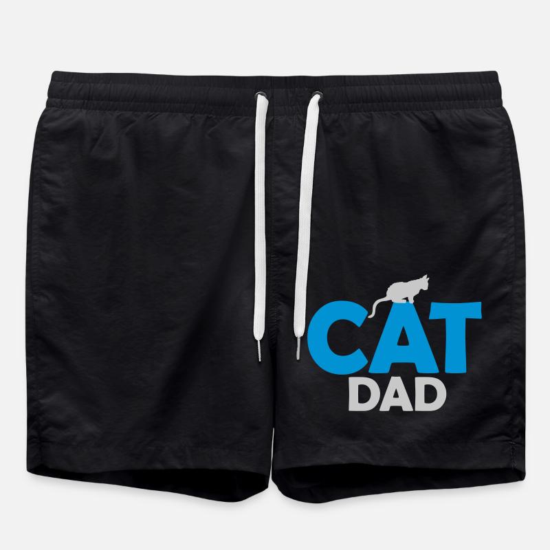 Cat Dad Logo Design - Swim Trunks - black