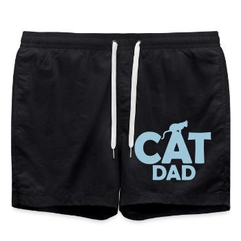 Cat Dad Logo Design - Badeshorts - Schwarz - Vorne - AI Model Male 185 light (185cm)