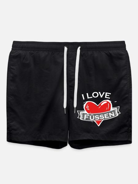 Füssen - Ich liebe Stadtnamen in Tattoo Stil - Badeshorts - Schwarz