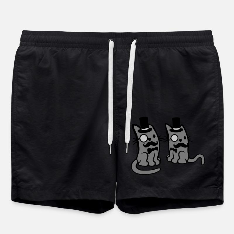 Herren 2 Katzen Freunde - Badeshorts - Schwarz