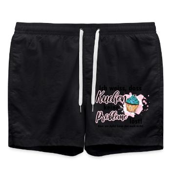 Ich weiß dass Kuchen keine Probleme löst - Badeshorts - Schwarz - Vorne - AI Model Male 185 light (185cm)