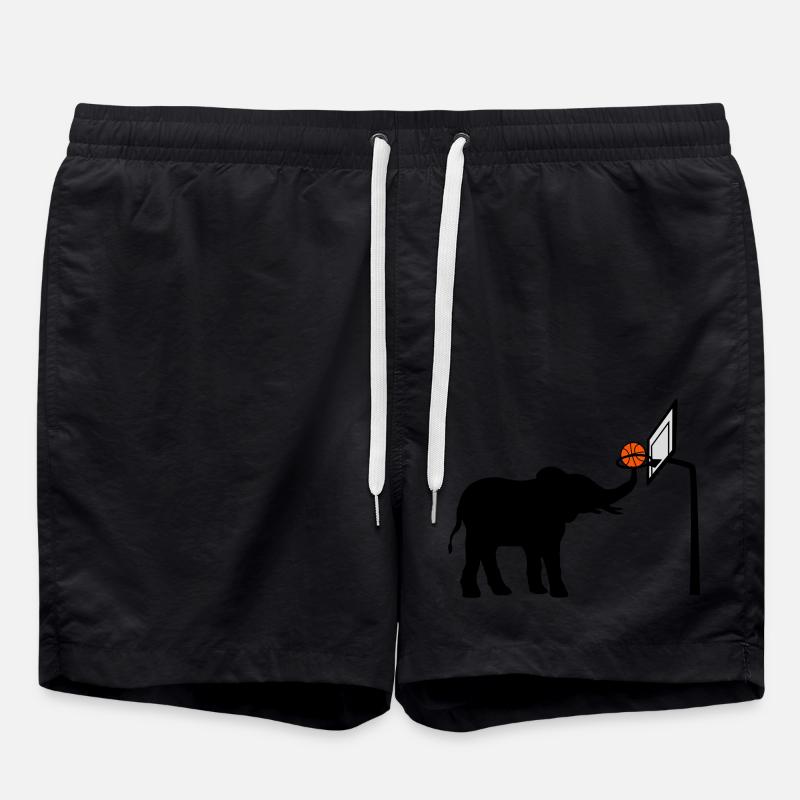 Basketball-playing elephant silhouette - Swim Trunks - black