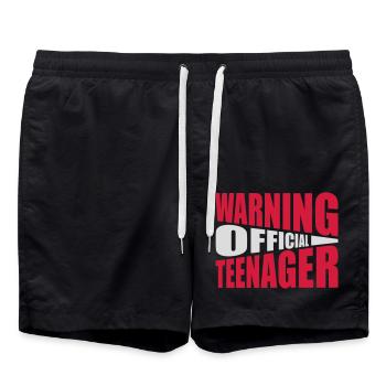 warning official teenager Zitat - Badeshorts - Schwarz - Vorne - AI Model Male 185 light (185cm)