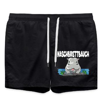 Naschbrettbauch Nilpferd Hippo - Badeshorts - Schwarz - Vorne - AI Model Male 185 light (185cm)