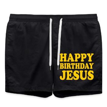 Happy birthday jesus - Short de bain - noir - Devant - AI Model Male 185 light (185cm)