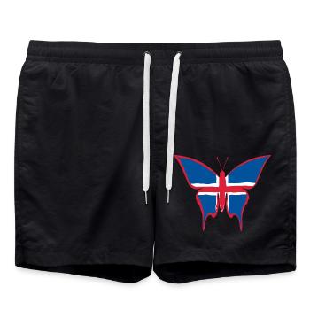 Drapeau de l’Islande papillon - Short de bain - noir - Devant - AI Model Male 185 light (185cm)