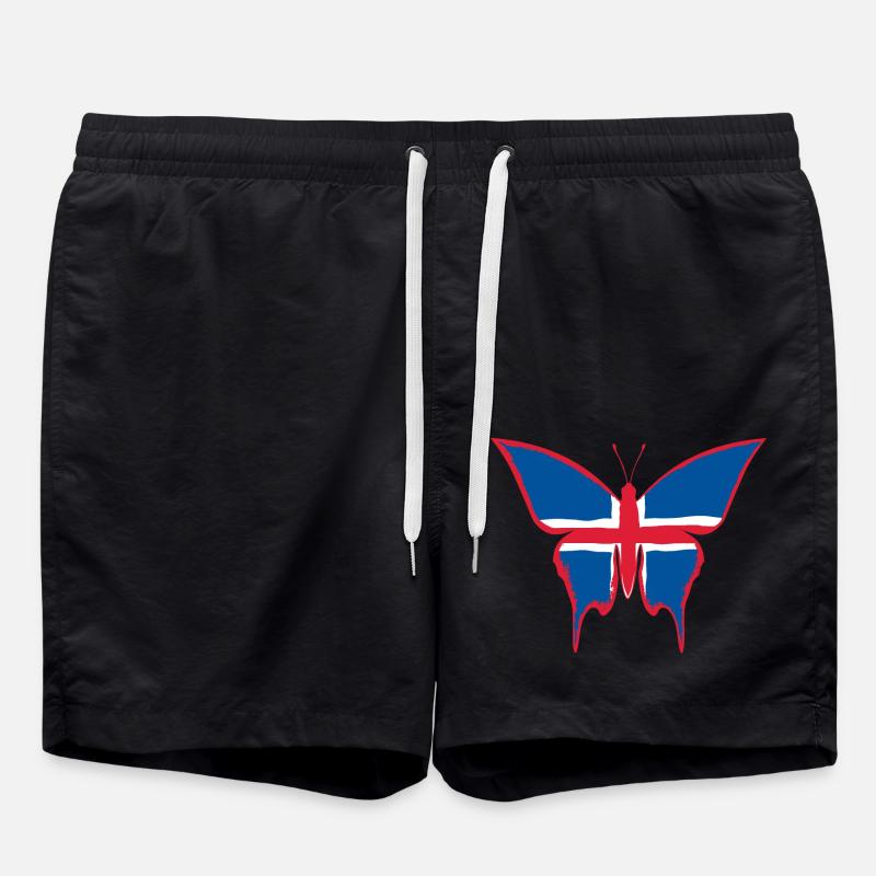 Drapeau de l’Islande papillon - Short de bain - noir