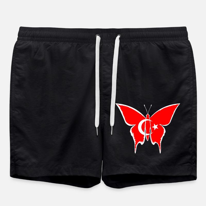 Turkey Flag Butterfly - Swim Trunks - black