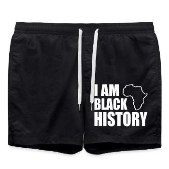 I am black histor - Short de bain - noir - Devant - AI Model Male 185 light (185cm)