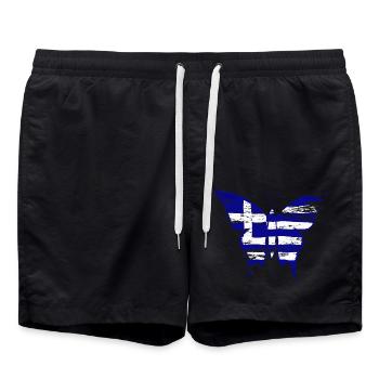 Drapeau de la Grèce Papillon utilisé - Short de bain - noir - Devant - AI Model Male 185 light (185cm)