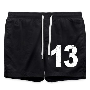 Cool Number 13 - 13 Years Old 13th Birthday Gift - Swim Trunks - black - Front - AI Model Male 185 light (185cm)