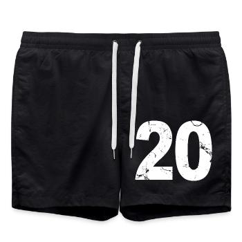 Cool Number 20 - 20 Years Old 20th Birthday Gift - Swim Trunks - black - Front - AI Model Male 185 light (185cm)