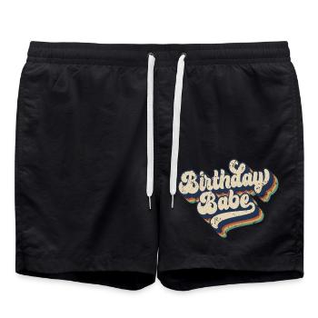 Anniversaire Babe Matching Group Cadeau de fête d’anniversaire - Short de bain - noir - Devant - AI Model Male 185 light (185cm)