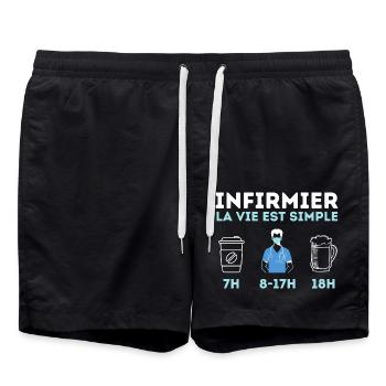 Infirmier la vie est simple 2 - Short de bain - noir - Devant - AI Model Male 185 light (185cm)
