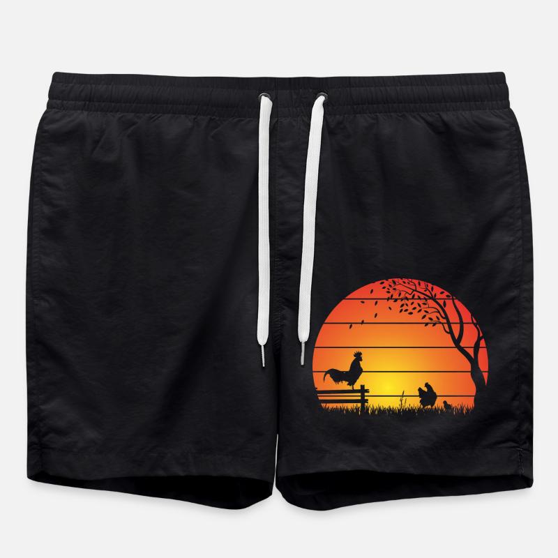 Chickens Sunset - Swim Trunks - black