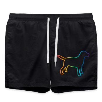Dog Man Rainbow Colors Dog Love - Swim Trunks - black - Front - AI Model Male 185 light (185cm)