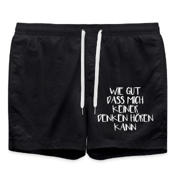WIE GUT DASS MICH KEINER DENKEN HÖREN KANN - Badeshorts - Schwarz - Vorne - AI Model Male 185 light (185cm)
