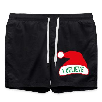 Ich glaube an den Weihnachtsmann - Badeshorts - Schwarz - Vorne - AI Model Male 185 light (185cm)