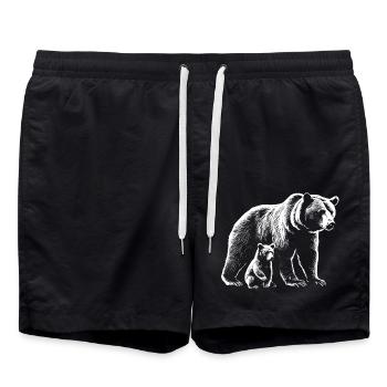 Brown Bear Bear Wilderness Bear with Cub - Swim Trunks - black - Front - AI Model Male 185 light (185cm)