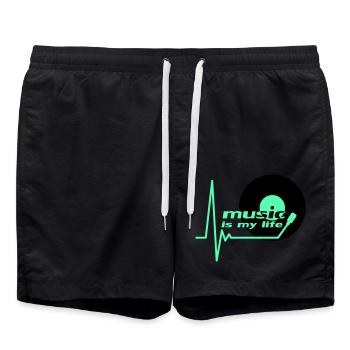 Music is my Life Pulse Heartbeat Vinyl Music Logo - Swim Trunks - black - Front - AI Model Male 185 light (185cm)