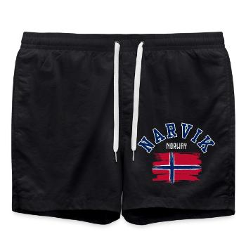 Narvik, Norwegen - Badeshorts - Schwarz - Vorne - AI Model Male 185 light (185cm)