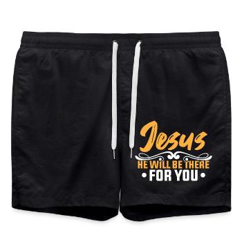 jesus holy - Swim Trunks - black - Front - AI Model Male 185 light (185cm)