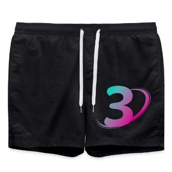 Number 3 multicolor - Swim Trunks - black - Front - AI Model Male 185 light (185cm)