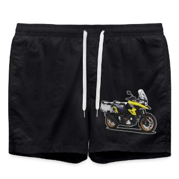 Reiseenduro // Illustration // Motorrad - Badeshorts - Schwarz - Vorne - AI Model Male 185 light (185cm)