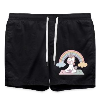 Yoga Einhorn - Badeshorts - Schwarz - Vorne - AI Model Male 185 light (185cm)
