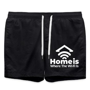 LA MAISON EST LÀ OÙ SE TROUVE LE WI-FI (BRIGHT TEXT DESIGN) - Short de bain - noir - Devant - AI Model Male 185 light (185cm)