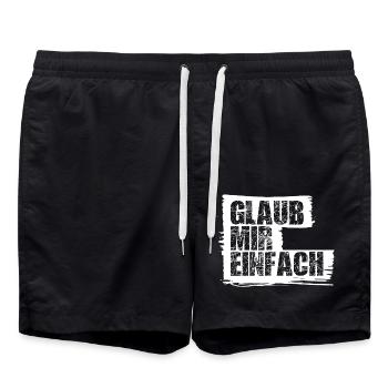 Glaub mir einfach! - Badeshorts - Schwarz - Vorne - AI Model Male 185 light (185cm)