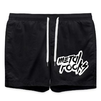 Heavy Metal Rocks Hard Rock Musik Text Spruch Logo - Badeshorts - Schwarz - Vorne - AI Model Male 185 light (185cm)