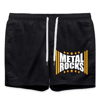 Heavy Metal Rocks Hard Rock Musique Texte Étoiles Logo - Short de bain - noir - Devant - AI Model Male 185 light (185cm)