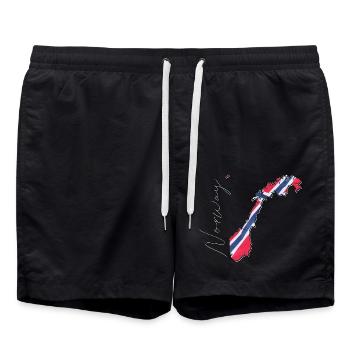 Norway Flag in Norway Map EN - Swim Trunks - black - Front - AI Model Male 185 light (185cm)