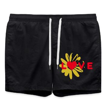 LOVE Design mit Herz - Badeshorts - Schwarz - Vorne - AI Model Male 185 light (185cm)