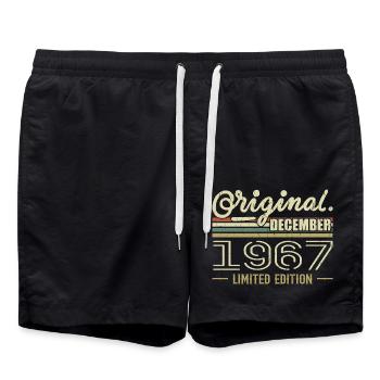 Dezember 1967 Geburtstag Dezember 1967 Dezember - Badeshorts - Schwarz - Vorne - AI Model Male 185 light (185cm)