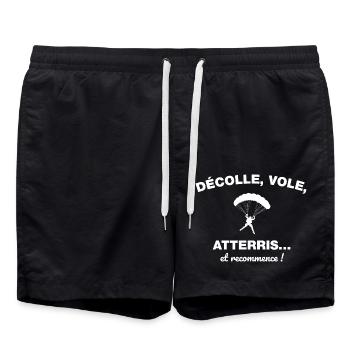 idée cadeau anniversaire amateurs de parapente - Short de bain - noir - Devant - AI Model Male 185 light (185cm)