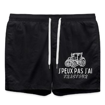 I can't, I have tractor, life on the farm - Swim Trunks - black - Front - AI Model Male 185 light (185cm)
